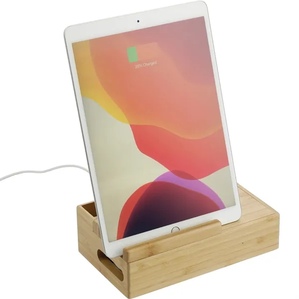 Wireless charging dock station and phone stand made of bamboo.... from ASI 66887 PCNA / Leeds