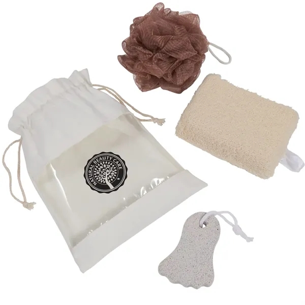 3 piece spa set with loofah, pumice stone, sponge and pouch... from ASI 66887 PCNA / Bullet
