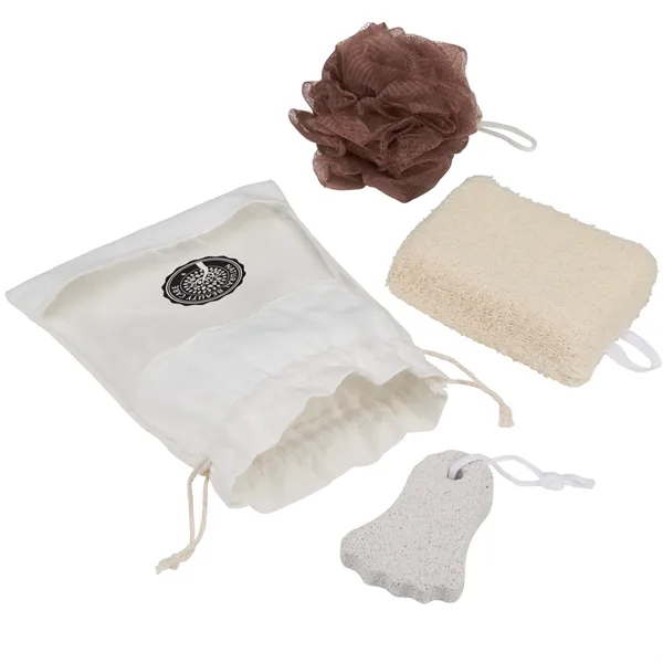3 piece spa set with loofah, pumice stone, sponge and pouch... from ASI 66887 PCNA / Bullet