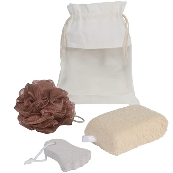 3 piece spa set with loofah, pumice stone, sponge and pouch... from ASI 66887 PCNA / Bullet