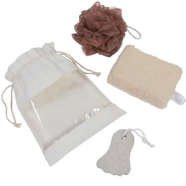 3 piece spa set with loofah, pumice stone, sponge and pouch... from ASI 66887 PCNA / Bullet