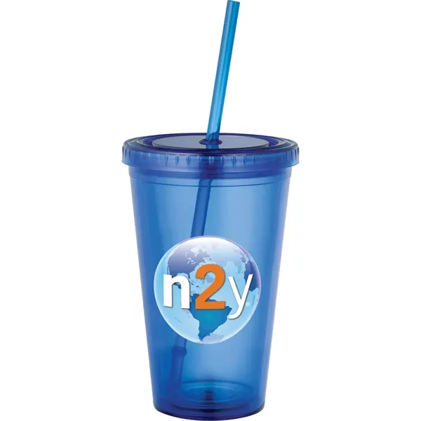 16 oz. double wall acrylic tumbler with lid and straw.... from ASI 66887 PCNA / Leeds