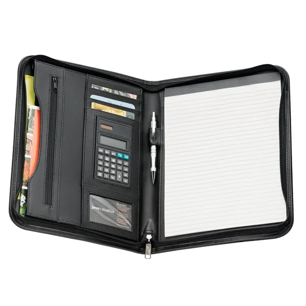 Zippered padfolio with solar calculator, 30 ruled page 8.5" x 11.5"... from ASI 66887 PCNA / Bullet
