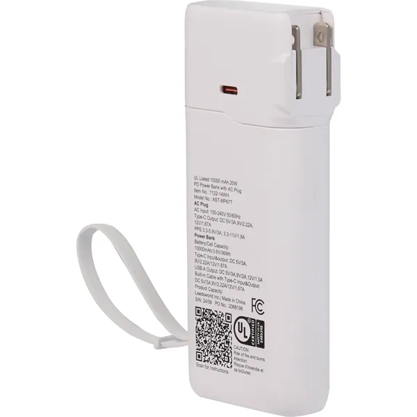UL Listed 10,000 mAh 20W PD Power Bank with AC Plug... from ASI 66887 PCNA / Leeds