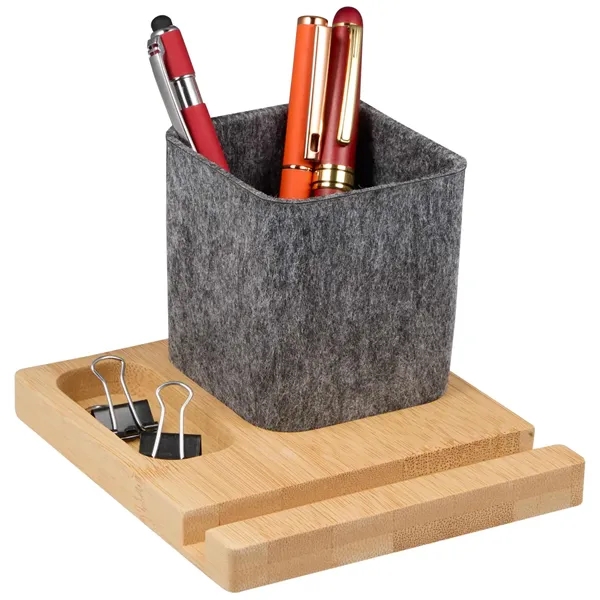 Recycled Felt & Bamboo Pen Holder... from ASI 66887 PCNA / Bullet