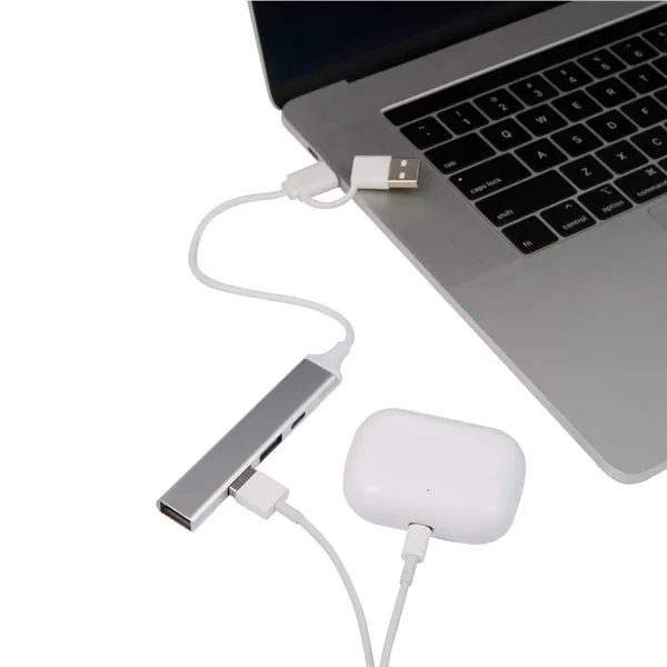 Recycled Aluminum 4-Port USB-A and C Hub... from ASI 66887 PCNA / Leeds