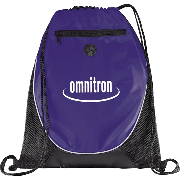 17" x 14" drawstring bag with zippered front pocket and earbud... from ASI 66887 PCNA / Bullet