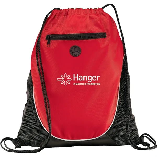 17" x 14" drawstring bag with zippered front pocket and earbud... from ASI 66887 PCNA / Bullet