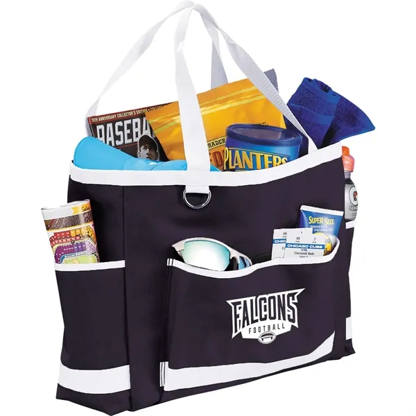 4.5" x 12.5" x 17" poly-canvas tote bag with 10.5" handle... from ASI 66887 PCNA / Leeds