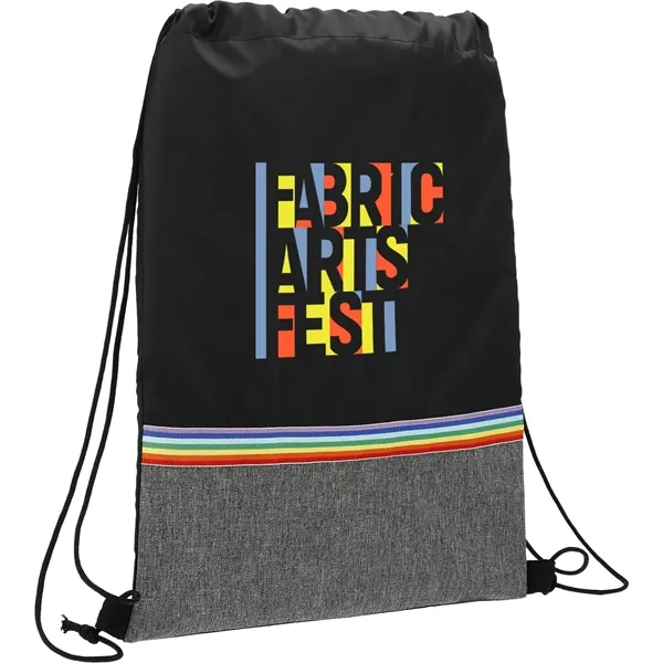 Recycled 210D polyester drawstring bag with a pop of rainbow colors.... from ASI 66887 PCNA / Bullet