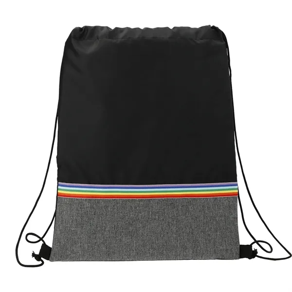 Recycled 210D polyester drawstring bag with a pop of rainbow colors.... from ASI 66887 PCNA / Bullet