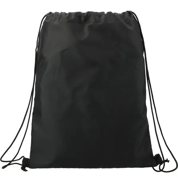 Recycled 210D polyester drawstring bag with a pop of rainbow colors.... from ASI 66887 PCNA / Bullet