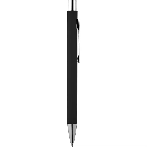 Retractable ballpoint pen with rubberized barrel, chrome accents and black ink... from ASI 66887 PCNA / Bullet