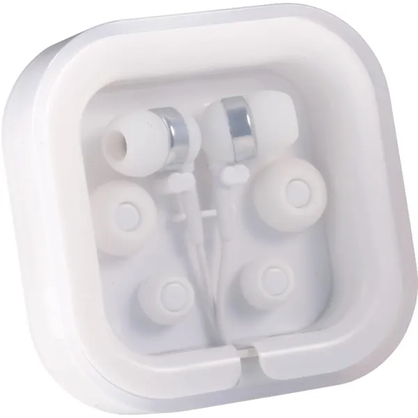 Earbuds with plastic case, three interchangeable soft rubber earbud covers, standard... from ASI 66887 PCNA / Bullet