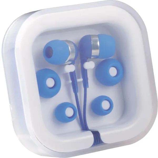 Earbuds with plastic case, three interchangeable soft rubber earbud covers, standard... from ASI 66887 PCNA / Bullet