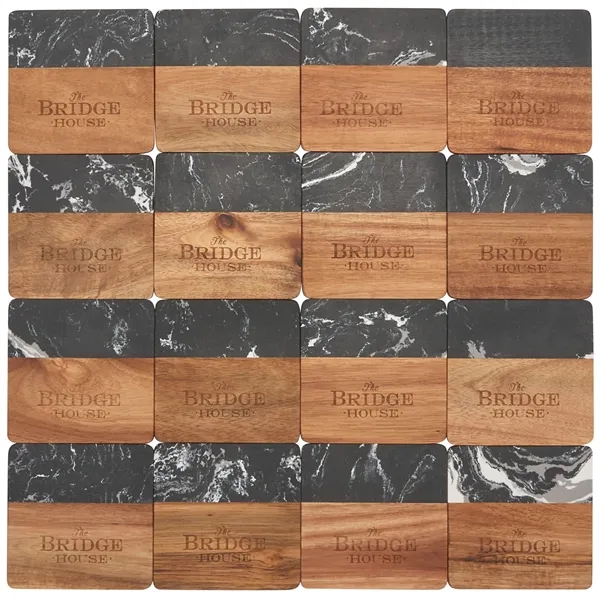 Set of black marble and wooden coasters.... from ASI 66887 PCNA / Leeds