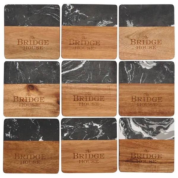 Set of black marble and wooden coasters.... from ASI 66887 PCNA / Leeds