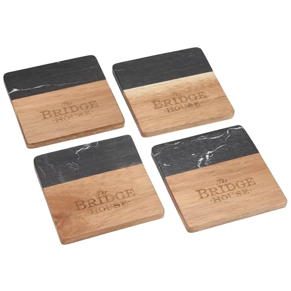 Set of black marble and wooden coasters.... from ASI 66887 PCNA / Leeds