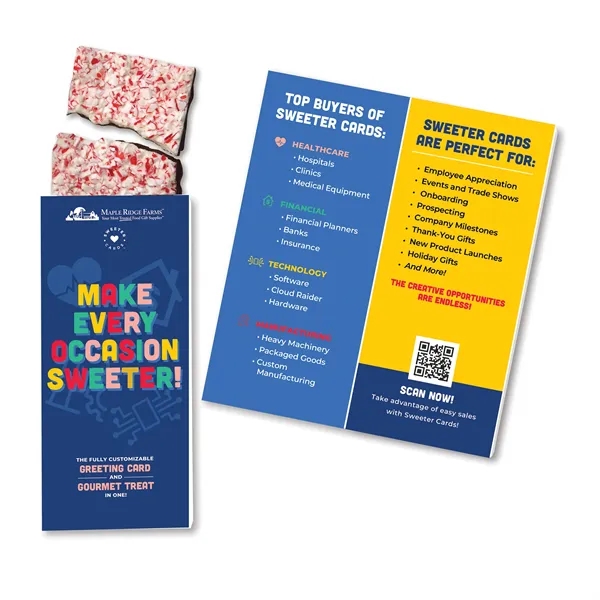 Fully customizable greeting card and gourmet peppermint bark all in one!... from ASI 68680 Maple Ridge Farms Inc / Sweeter Cards