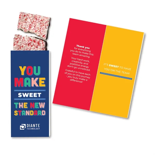 Fully customizable greeting card and gourmet peppermint bark all in one!... from ASI 68680 Maple Ridge Farms Inc / Sweeter Cards