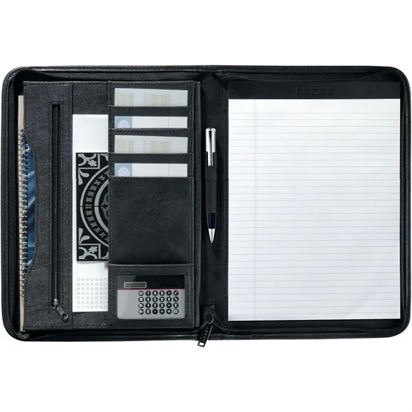 Zippered padfolio with interior organizer with gusseted file pocket, calculator pocket,... from ASI 66887 PCNA / Leeds