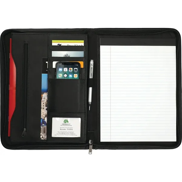 Zippered padfolio with interior organizer with gusseted file pocket, calculator pocket,... from ASI 66887 PCNA / Leeds