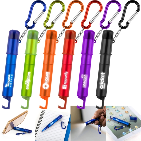 4-in-1 multi-functional pen with color matching carabiner.... from ASI 88060 Snugz/USA Inc / Sweda®