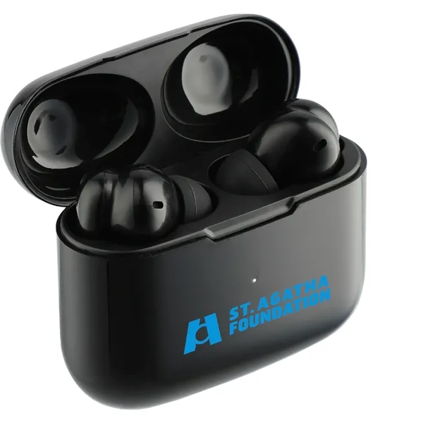Wireless earbuds with a 1" x 2.5" x 2.16" charging case... from ASI 66887 PCNA / Leeds