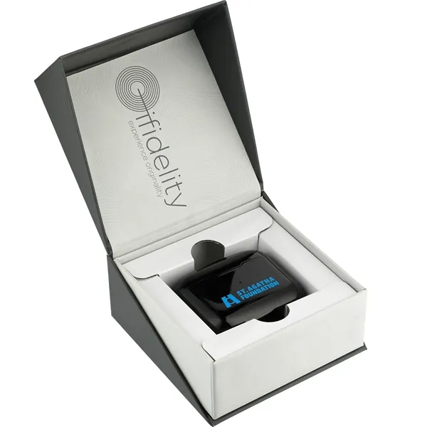 Wireless earbuds with a 1" x 2.5" x 2.16" charging case... from ASI 66887 PCNA / Leeds