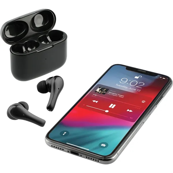 Wireless earbuds with a 1" x 2.5" x 2.16" charging case... from ASI 66887 PCNA / Leeds