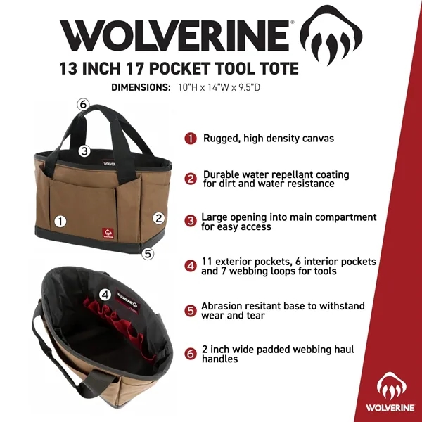 Wolverine 13" 17-Pocket Tool Tote... from ASI 66887 PCNA / Leeds