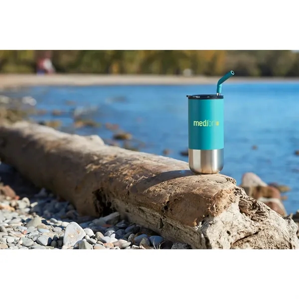 16 oz. double wall insulated stainless steel tumbler with press-on lid... from ASI 66887 PCNA / Bullet