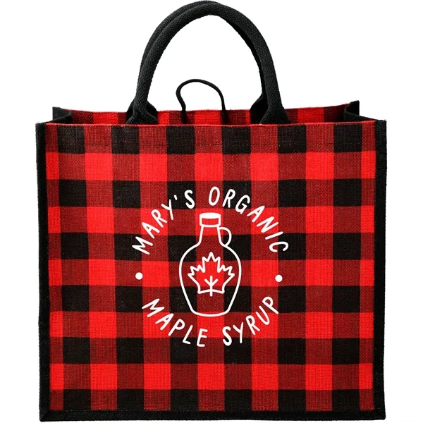 8" x 13.75" x 15.75" tote bag with buffalo plaid pattern... from ASI 66887 PCNA / Bullet