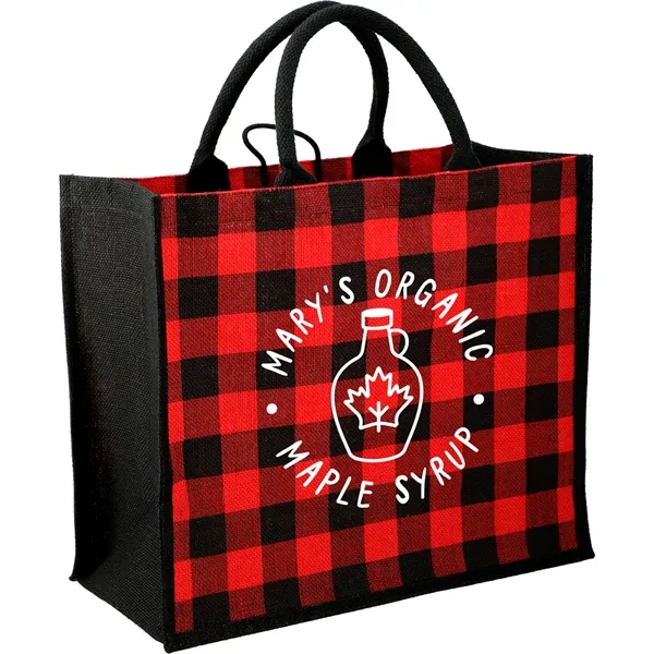 8" x 13.75" x 15.75" tote bag with buffalo plaid pattern... from ASI 66887 PCNA / Bullet