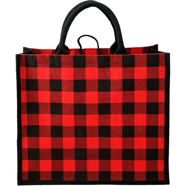 8" x 13.75" x 15.75" tote bag with buffalo plaid pattern... from ASI 66887 PCNA / Bullet