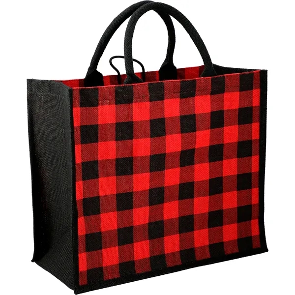 8" x 13.75" x 15.75" tote bag with buffalo plaid pattern... from ASI 66887 PCNA / Bullet