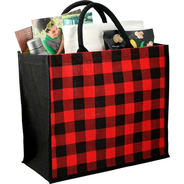 8" x 13.75" x 15.75" tote bag with buffalo plaid pattern... from ASI 66887 PCNA / Bullet