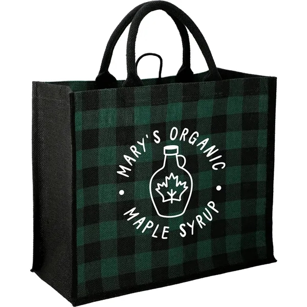 8" x 13.75" x 15.75" tote bag with buffalo plaid pattern... from ASI 66887 PCNA / Bullet