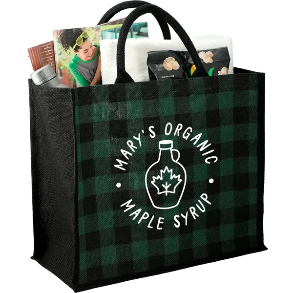 8" x 13.75" x 15.75" tote bag with buffalo plaid pattern... from ASI 66887 PCNA / Bullet