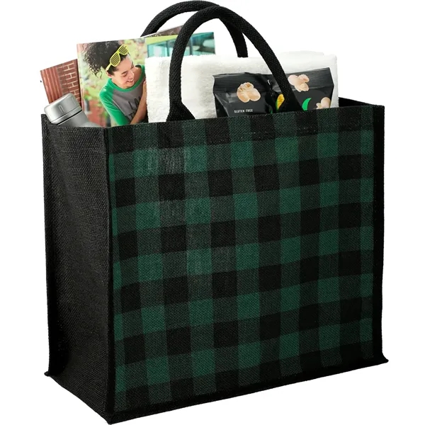 8" x 13.75" x 15.75" tote bag with buffalo plaid pattern... from ASI 66887 PCNA / Bullet