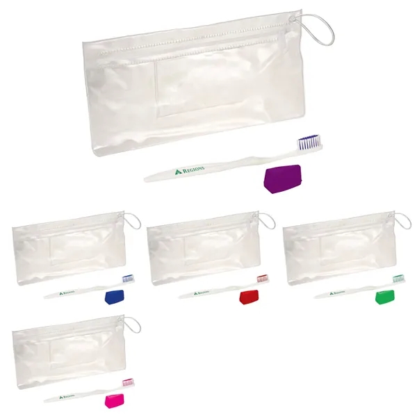3 piece travel kit with a pouch, toothbrush, and toothbrush cap... from ASI 66887 PCNA / Bullet