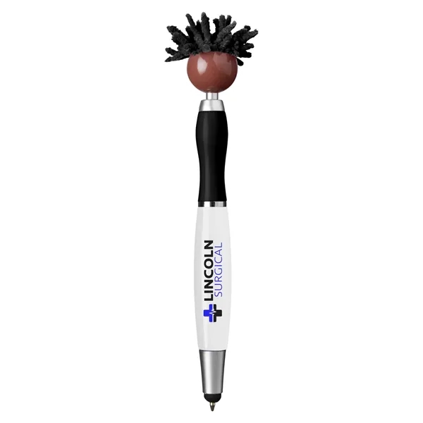6.25" multicultural MopTopper™ pen, stylus and screen cleaner with dark character... from ASI 79530 Prime Line