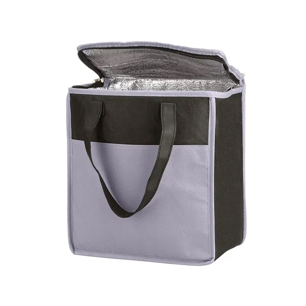 Non-woven tote bag with two-tone color design, thermal food safe aluminum... from ASI 79530 Prime Line