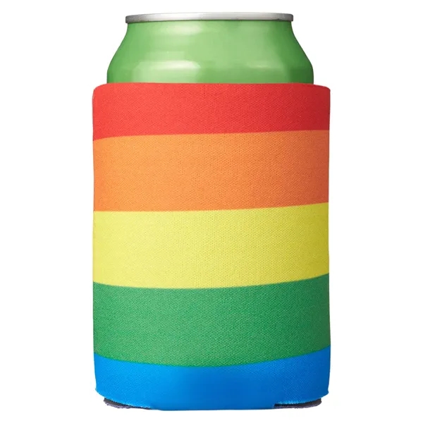 4" x 4" folding foam can cooler sleeve with rainbow print.... from ASI 79530 Prime Line