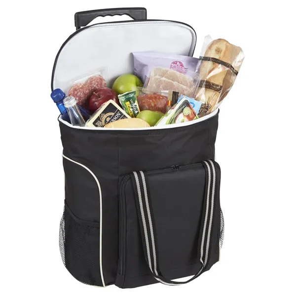Rolling cooler with a telescoping handle, zippered main compartment, PVC liner... from ASI 79530 Prime Line