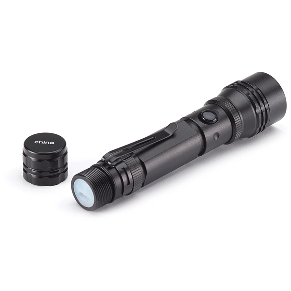 Compact rechargeable LED flashlight with pen clip, aerospace aluminum body and... from ASI 46170 Compass Industries Inc