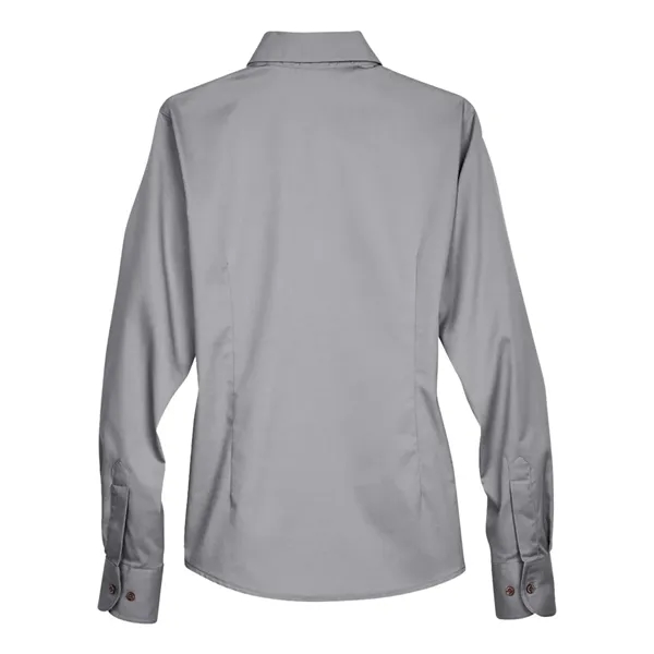 Harriton Women's Easy Blend™ Long-Sleeve Twill Shirt with...... from ASI 84358 S&S Activewear