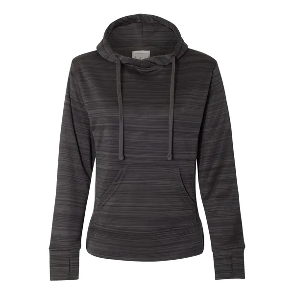 Women's striped polyester fleece lapover hooded sweatshirt with an extended back... from ASI 84358 S&S Activewear