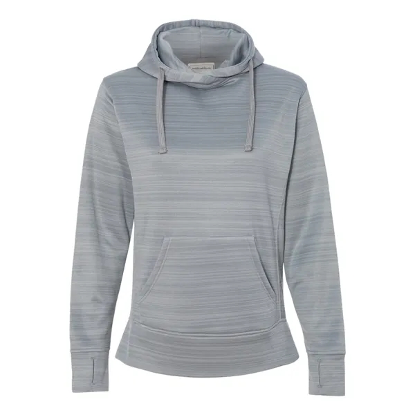 Women's striped polyester fleece lapover hooded sweatshirt with an extended back... from ASI 84358 S&S Activewear