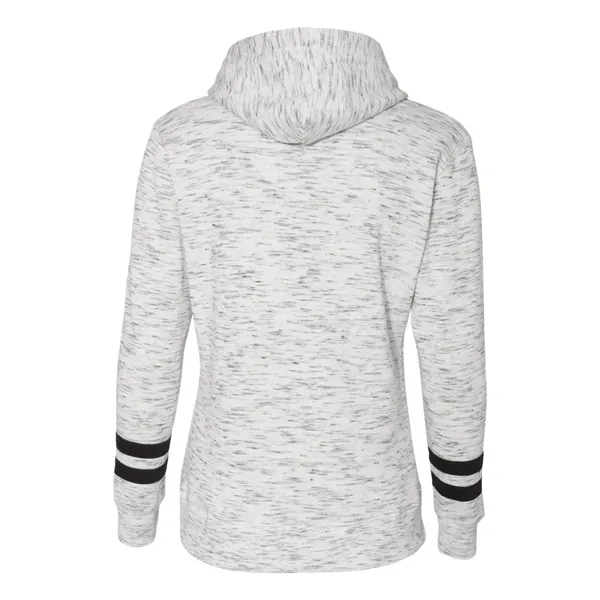 Women's Melange Fleece Striped Sleeve Hooded Pullover... from ASI 84358 S&S Activewear